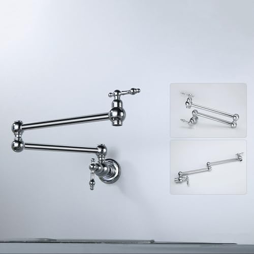 Robinet mural de cuisine pliant chrome avec double poignée de réglage