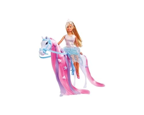 Simba 105733519 - Steffi Love Riding Princess, Puppe als Prinzessin mit Pferd, vollbeweglich, mit Bürste, Haarclip und Zwei Strähnen, 29cm, Für Kinder ab 3 Jahren geeignet
