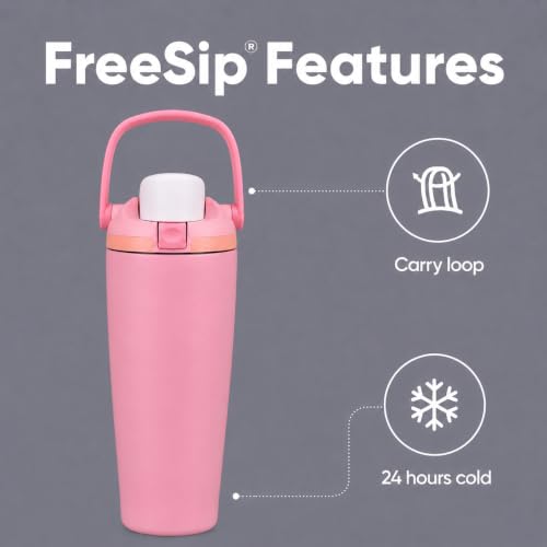 Image of HomeCloud 900ML Stainless Steel Water Bottle - Double-Wall Vacuum Insulated, Leakproof Straw Lid, BPA-Free Reusable Travel Flask with Two-Way Spout for Gym, Office & Outdoor Use (B Pink)