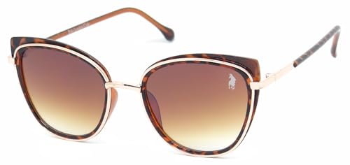 Óculos de Sol Polo London Club Gateado Médio com Lentes Degradê UV400 contém Case Couro ECO, Feminino (Marrom Tortoise)