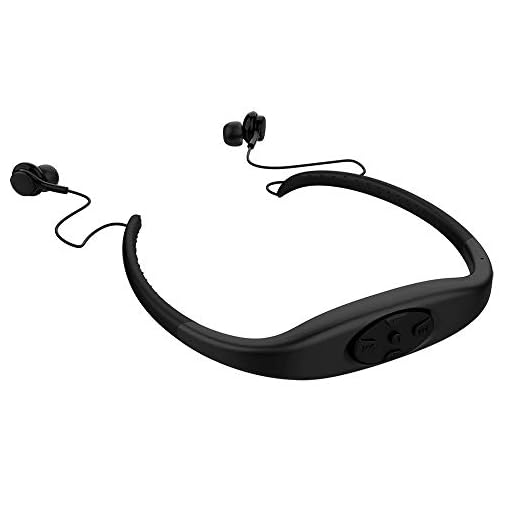 Waterproof Mp3 Headset Music Player, 8gb Memory Hi-fi Stero, FM Radio, Bluetooth Earphone for Swimming, Surfing, Running, Sports, Award-Winning Design (Black)