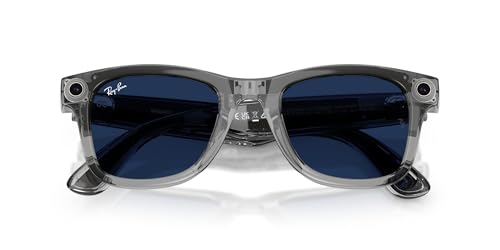 Image of Meta Ray-Ban (Gen 2), Wayfarer, Shiny Transparent Grey | Smart AI Glasses for Men, Women - 3K Ultra HD - 12 MP Camera, Audio, Video Recording - Transitions Sapphire Lenses - Sunglasses