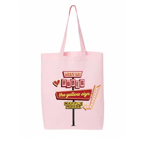 Waffle House Valentines Tote Bag Pink Is a Love Language Retro Diner Reusable Shopping Tote Funny Valentines Day Gift for Food Lovers