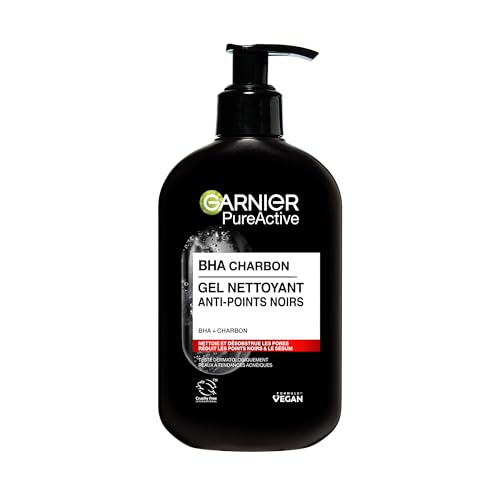 Garnier Pure Active - Gel Nettoyant Charbon - Réduit Points Noirs & Boutons - Nettoie & Désincruste les Pores -...