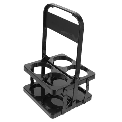 WOONEKY Cesta Plegable para Cerveza Negra 4 Compartimentos, Material Resistente Asa, Portavasos Reutilizable para Transporte De Botellas De Cerveza Ktv y Hogar, Soporte Portátil para Botellas