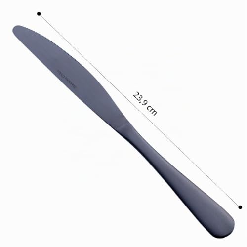 GoGeiLi Tafelmesser, mattes Schwarz, Edelstahl, satiniert, 23,9 cm, Tafelmesser-Set für 6 Personen, spülmaschinenfest – Ansicht 2