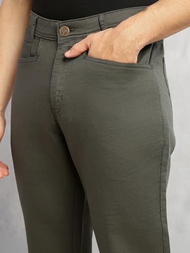 Image of Thomas Scott Men's Smart Straight Fit Chinos Trouser | Mid-Rise | Solid | 5-Pocket Design | Woven Fabric