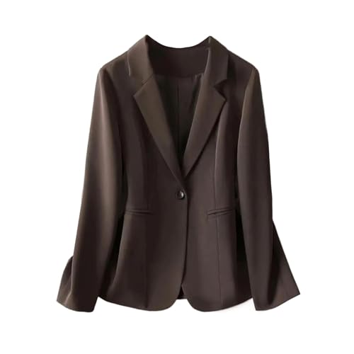 Veste de bureau marron blazer cintré femme tailleur business chic à revers crantés