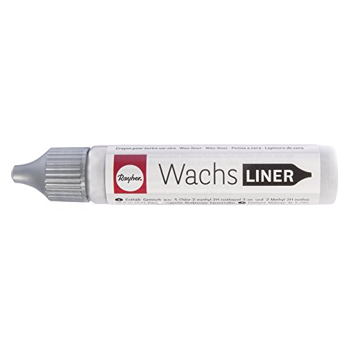 Rayher Hobby Rayher 31500610 Wachs-Liner silber Flasche 30 ml zum Kerzen bemalen Wachsstift Flüssigwachs zum Malen direkt aus der Flasche Brill.silber