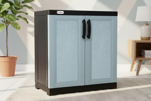Image of Prima Viva-1 Plastic Storage Cabinet (Small H 2 Ft x W 2 Ft x D 1.6 Ft) | 2 Compartments Multipurpose Organizer for Home & Office | Strong, Stylish & Spacious Cupboard for Clothes & Essentials