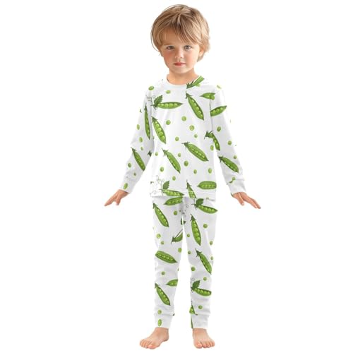 Pajama Sets Long Sleeve Green Pea Pod Pattern Soft Comfy Sleepwear 2 Piece PJS 3-8T2