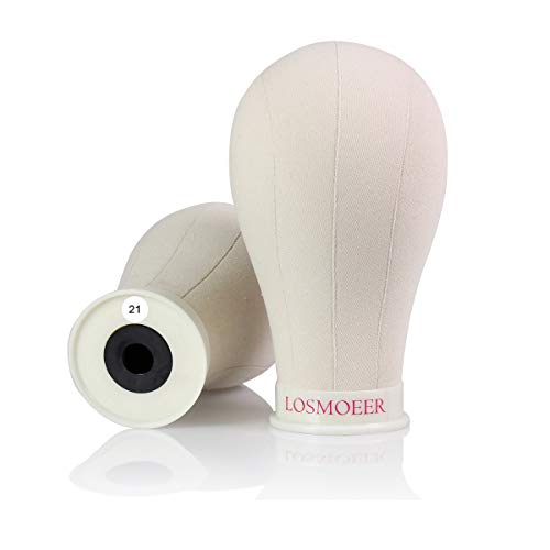 Losmoeer 21Inch Polyurethane Canvas Block Professional Wig Head with Stand for Wig Making