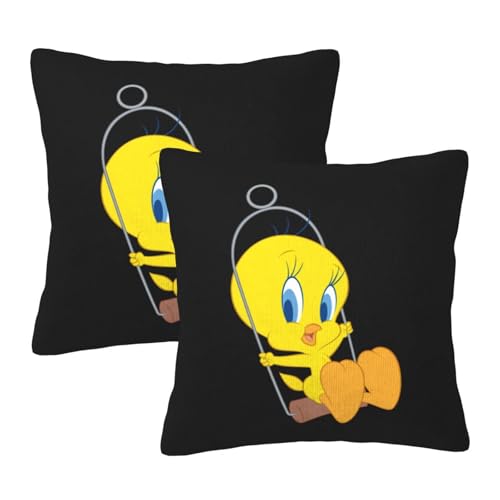 枕カバー トゥイーティー クッションカバー 2枚セット 座布団カバー まくらカバー おしゃれ 可愛い ソファ背当て 抱き枕 インテリア飾り オフィス 部屋飾り 四季通用 50X50cm