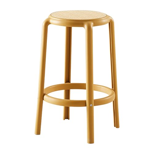Taburete apilable de plástico sin respaldo con reposapiés para cocina, comedor y bar en casa, diseño que ahorra espacio