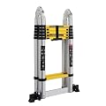 LUISLADDERS Telescoping Ladder A Frame, 16.5ft Aluminum Extension Folding Telescopic Ladder Lightweight 330lbs Max Capacity, Multi Purpose RV Ladder for Outdoor Work