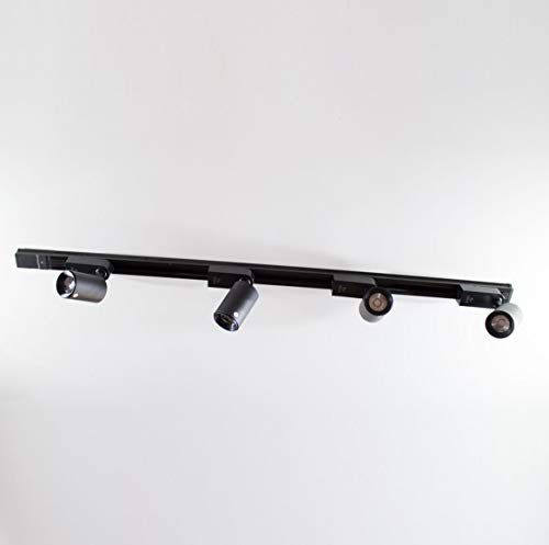 trilho eletrificado 1m + 4 spots 7w 3000k bivolt preto st495