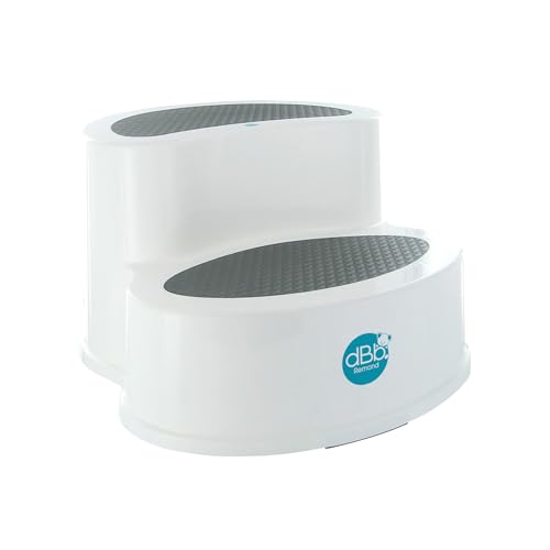 dBb Remond - Marchepied Enfant Base Antidérapante - 2 Marches Recouvertes de Caoutchouc - Tabouret Enfant - À Partir de 24 mois - Sécurité et Stabilité - H21 x P37 x l32 cm - Blanc