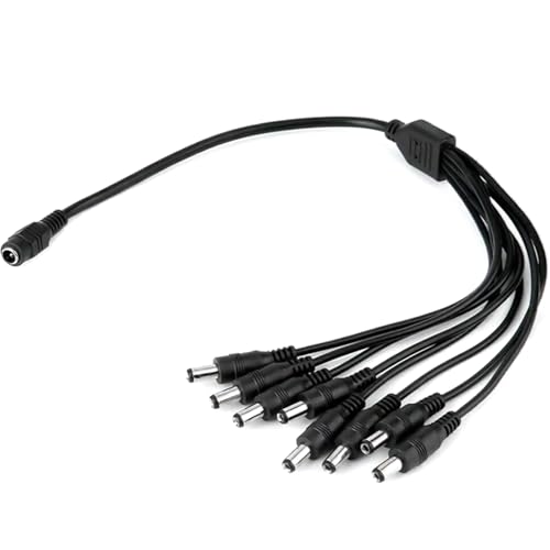 Power Supply Cord Y Adapter, 1 Female to 8 Male Power Splitter Cable for CCTV Surveillance System