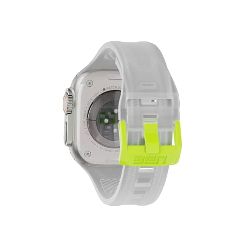 Image of Urban Armor Gear UAG Replacement Watch Strap, Scout Silicone Slim Watch Band Designed for Apple Watch (49mm /45mm /44mm /42mm) (Series 4-11 /Ultra 3 /2 /Ultra /SE /SE2) (Watch NOT Included) -Smoke /Active Neon