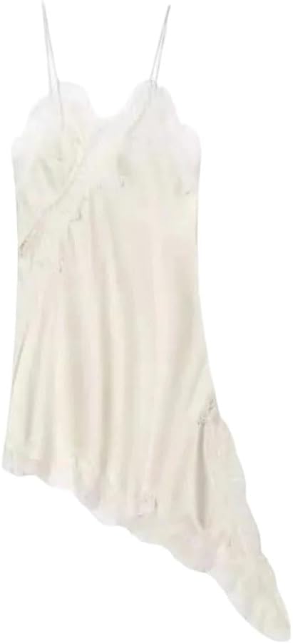 Women Irregular Hem Spaghetti Strap V Neck Dresses Club Night Evening Dress Glam Party Dress