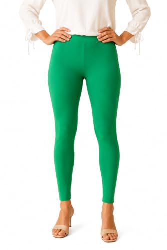 Image of Women's Cotton Lycra Ankle Length Leggings | Regular Rise, Soft 4 Way Stretch Fabric | Casual & Ethnic Wear