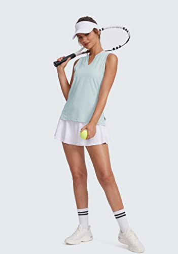 Obla Women's Sleeveless Golf Shirt V-Neck Lightweight Dry Fit Tennis Tank Tops Polo Shirts For Women(Light Green_L) #TOP3