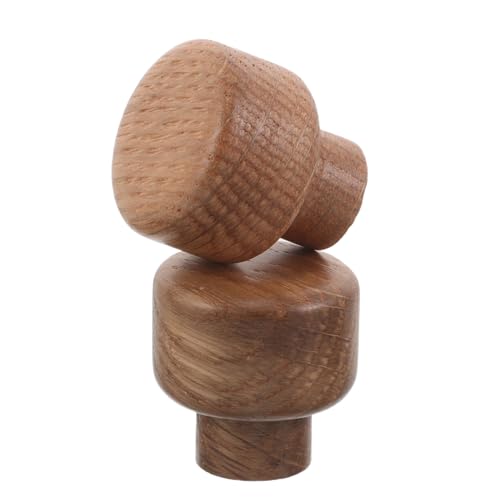 ANDRESLAD Tirador de Cajón Redondo de Madera Maciza de Roble Natural 2 Piezas Manija Orificio para Gabinete y Cómoda Accesorios para Muebles Vintage y Armarios de Cocina