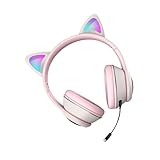 DECOMELODY 発光猫耳ヘッド 有線ゲーミングヘッドホン ノイズキャンセリングマイク付き で通気性良好 ラップトップ対応