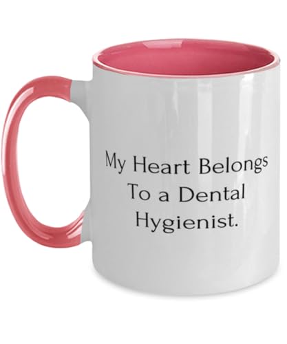 Gag Dental hygienist Gifts, My Heart Belongs To a Dental Hygienist, Surprise Two Tone 11oz Mug For Men Women From Colleagues