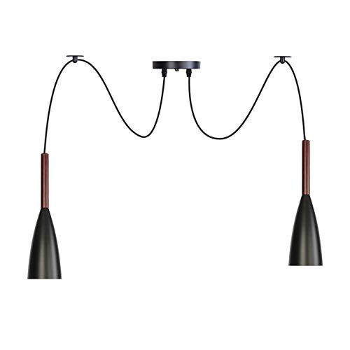 Lámparas Colgantes de Techo de Metal Negro Ajustable con 1 o 2 Luces 2