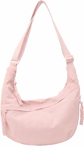 Image of Lyrovo Travel Crossbody Crescent Bags for Women Over Shoulder Purse with Zipper Half Moon Sling Bag & Waist Bag Unisex Chest Bag