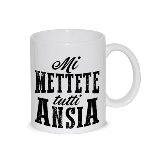 thedifferent Tazza Colazione Latte thè Mug Relax con grafica simpatica - Mi Mettete Tutti Ansia - idea regalo compleanno natale