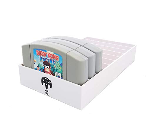 Collector Craft White Game Organizer Compatible with N64 Cartridge, Dust Cover, Cartridge Holder, Nintendo 64