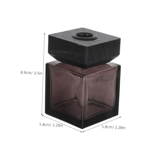 Flacons diffuseurs vides en verre carré 2 pièces avec couvercle bois Uonlytech - 3