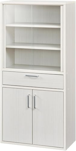 �H��I �J�b�v�{�[�h �L�b�`�����[ �K���X�L���r�l�b�g ��l��炵�̕����⋷���X�y�[�X�ɂ҂�����T�C�Y �z���C�g ���ؖ� �x�[�V�b�N�f�U�C�� �� 56.6× ���s 29.5× ���� 119cm