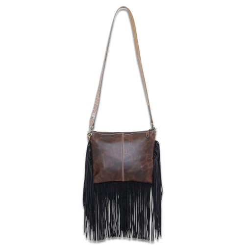 Western Aces Handbag, Cowhide Crossbody Poker Shoulder Bag Purse with Fringes Tooled Leather Brown Messenger Purse4
