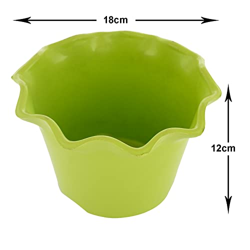 Image of Kuber Industries Blossom Flower Pot|Durable Plastic Flower Pots|Planters for Home D cor|Garden|Living Room|Balcony|Pack of 3 (Green)