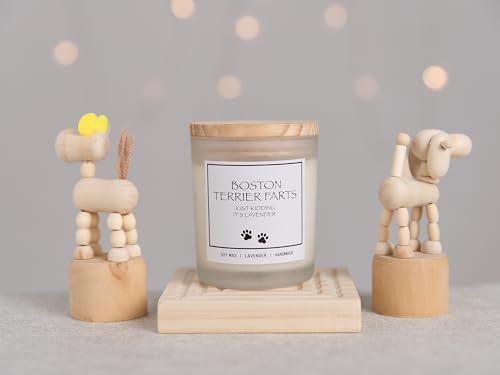 Boston Terrier Gifts & Decor, Boston Terrier Gifts for Women, Dog Farts Candle, Pet Friendly Lavender Scented Candle, Natural Soy Wax & Natural Essential Oils