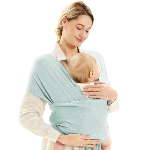 Image of Momcozy Baby Sling Wrap Carrier for Newborn up to 50 lbs, Adjustable Baby Carrier Wrap Newborn One Size Fits All, Ergonomic Easy to Wear Easy Baby Carrier, Infant Carrier Slings Lake Green