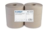 Funny AG-026 Jumbo-Toilettenpapier, 1-lagig, Recycling, natur, Durchmesser 25 cm (6-er Pack)