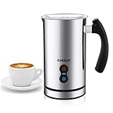 Milchschäumer Elektrisch, 240ml Automatischer Milchaufschäumer aus Edelstahl, für die Zubereitung von heißer und kalter Milch (Silber)