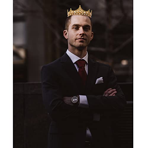 King Crowns for Men - Baroque Vintage Rhinestone Crystal Crown, Men's Full Kings Crown for Theater Prom Party