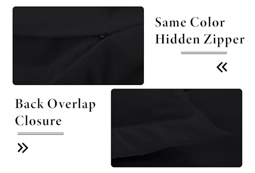 Image of ROYALE LINENS Black Duvet Cover Full Size - 3 Piece Bedding Comforter Covers - Zipper Closure - 1 Full Duvet Cover 80x90 inches and 2 Pillow Shams - No Comforter Included