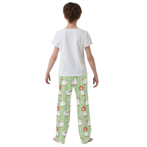 Lovely Duck Florals Boys Long Pants Soft Trousers Elastic Waist Kids Lounge Bottoms with Pockets S-XL3