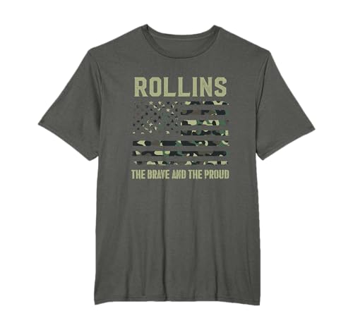 ROLLINS Nom de famille Camouflage Drapeau américain T-Shirt