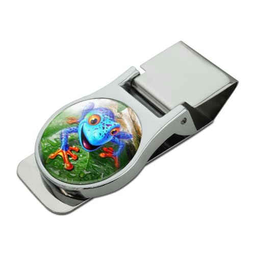 GRAPHICS & MORE Colorful Jungle Frogs Satin Chrome Plated Metal Money Clip