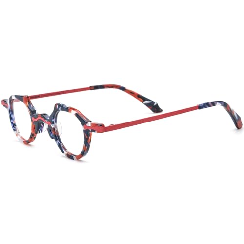 Image of HEPIDEM Acetate Glasses Frame Alloy Temple Men Small Retro Round Eyeglasses Women Optical Spectacles