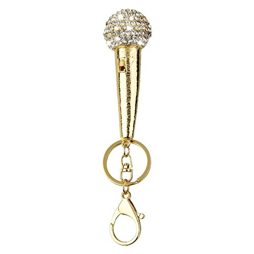 Reizteko Crystal Microphone Pendant Keychain Simulation Mic Shaped Keyring Fashionable