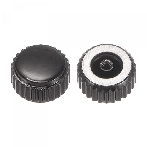 uxcell 2 Pcs 2.8x5mm Watch Crown Parts, Stainless Steel Flat Head Short Stem Watch Crown 2.5mm ID for Watch Repairs Black