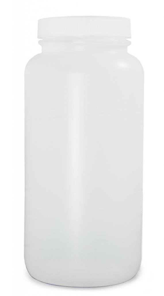 QorpakPLC-03610 HDPE Wide Mouth Round Bottle with 53-400 White PP SturdeeSeal PE Foam Lined Cap, 32 oz, Natural (Pack of 12)
